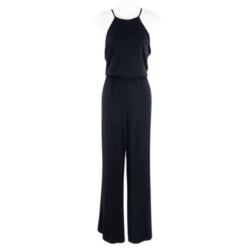 SuperFoxx black soft blouson halter jumpsuit
